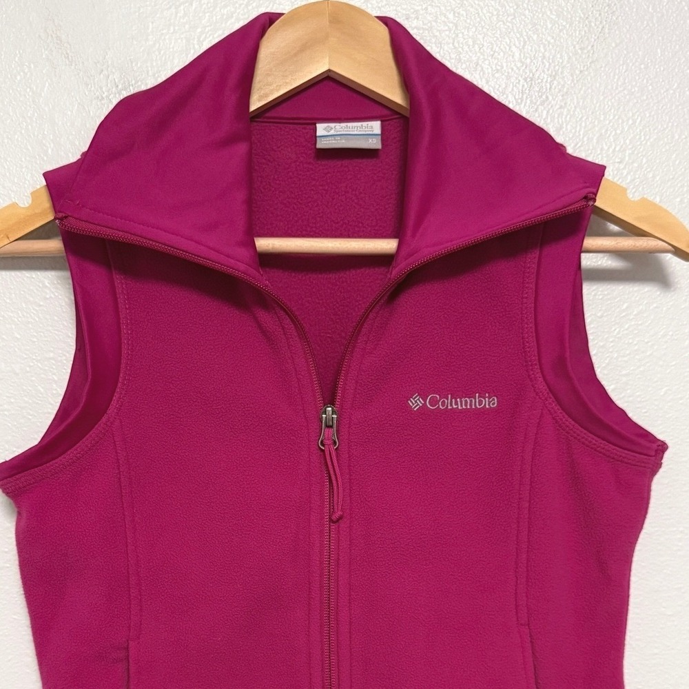 Columbia Fleece Vest XS Pink Fleece Gorpcore Outdoor Layering Fall Winter Hiking - Picture 6 of 7
